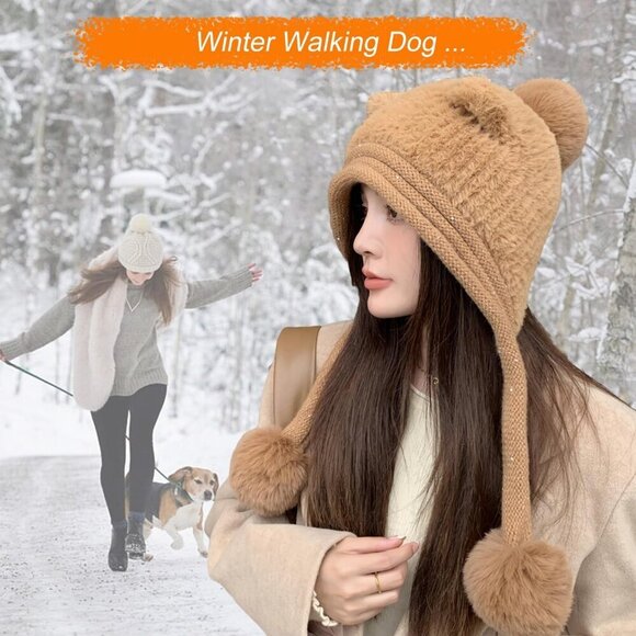 Women Kase Winter Sherpa Beanie Hats Knit Ear Flaps Peruvian Cover Ears main image 8
